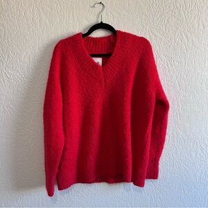 Aerie V-Neck Sweater in Vibrant Red Size Medium